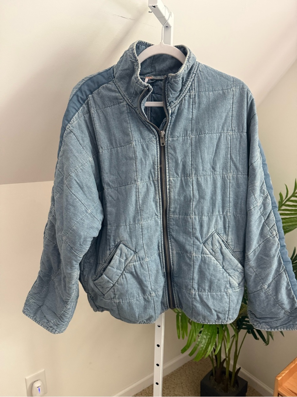 Free People‎ Dolman Quilted Jacket in Blue Size XS